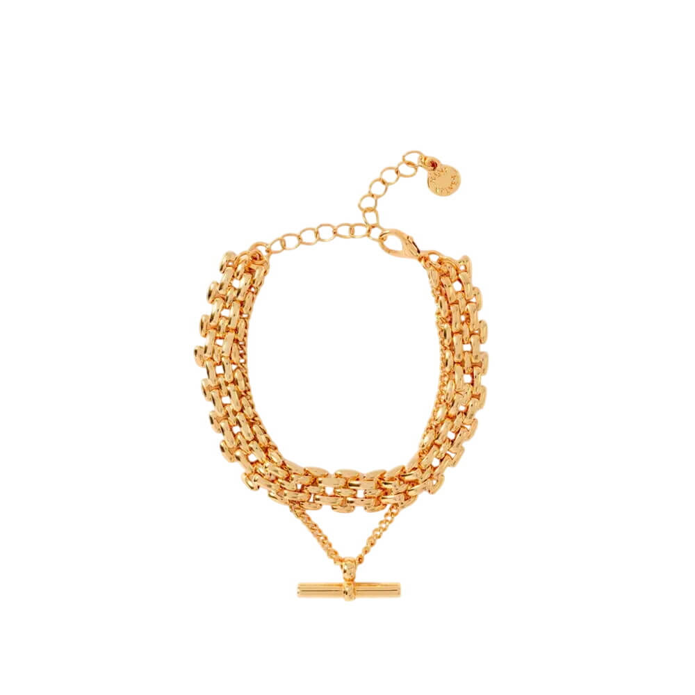 Mint Velvet Gold Tone Layered T Bar Bracelet